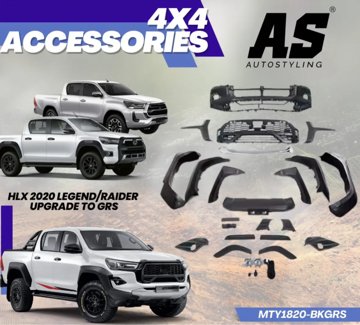 Toyota Hilux (2021-2025) Gr Sport Style Conversion Body Kit Excludes Headlights & Taillights 1