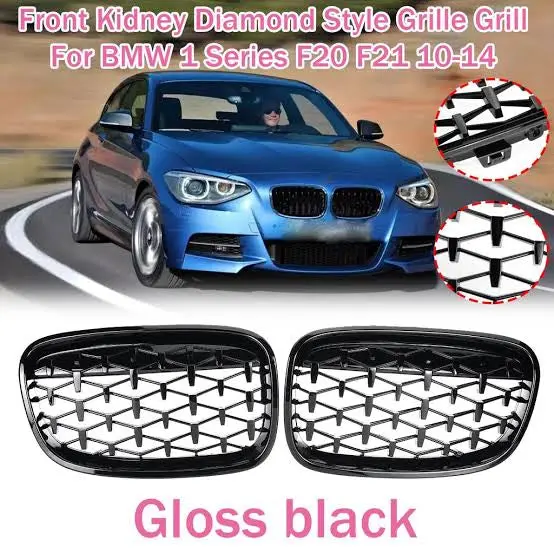 Bmw F20/21 1 Series   Pre Facelift Million Star Kidney Grills  Gloss Black 1