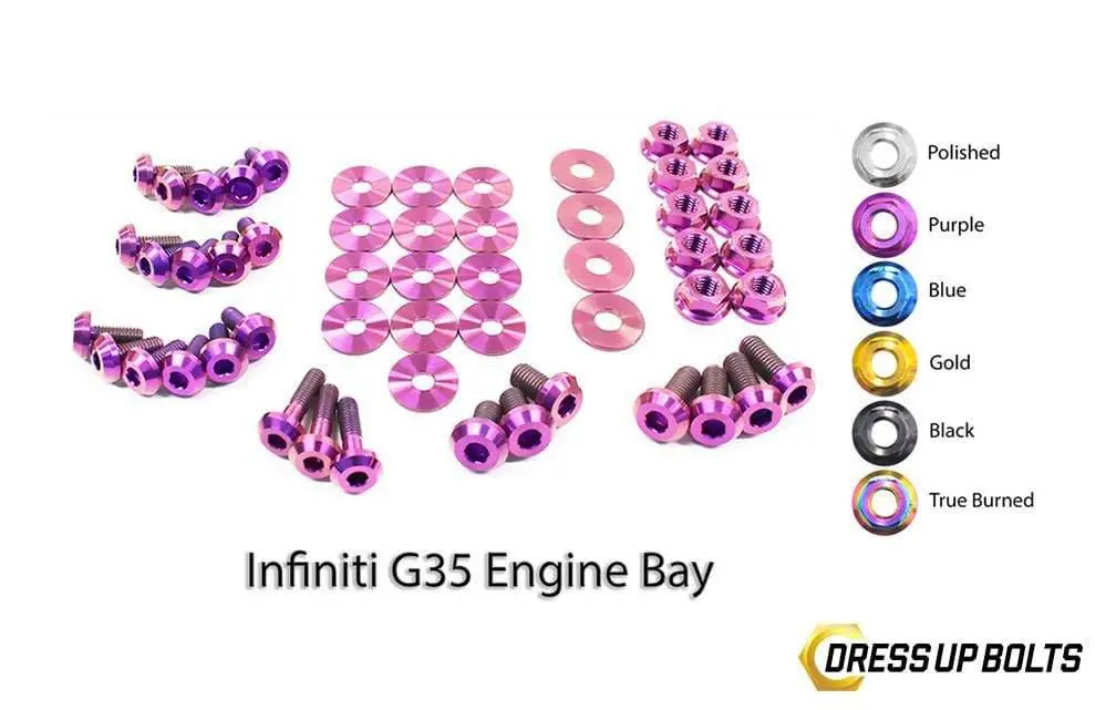 Infiniti G35 Coupe And Sedan (2003-2007) Titanium Dress Up Bolts Engine Bay Kit 1