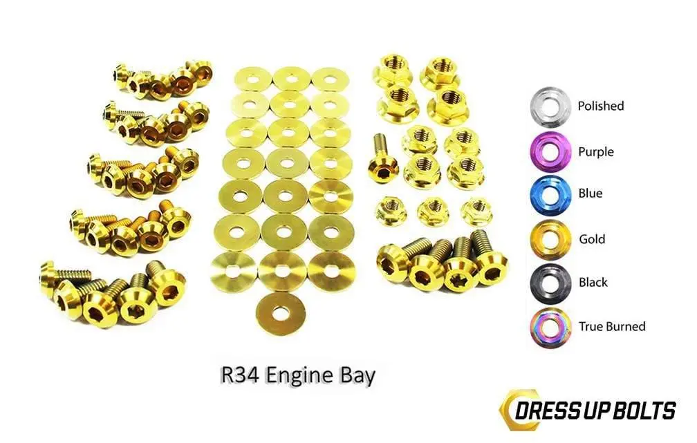 Nissan Skyline R34 (1998-2002) Titanium Dress Up Bolts Engine Bay Kit 1
