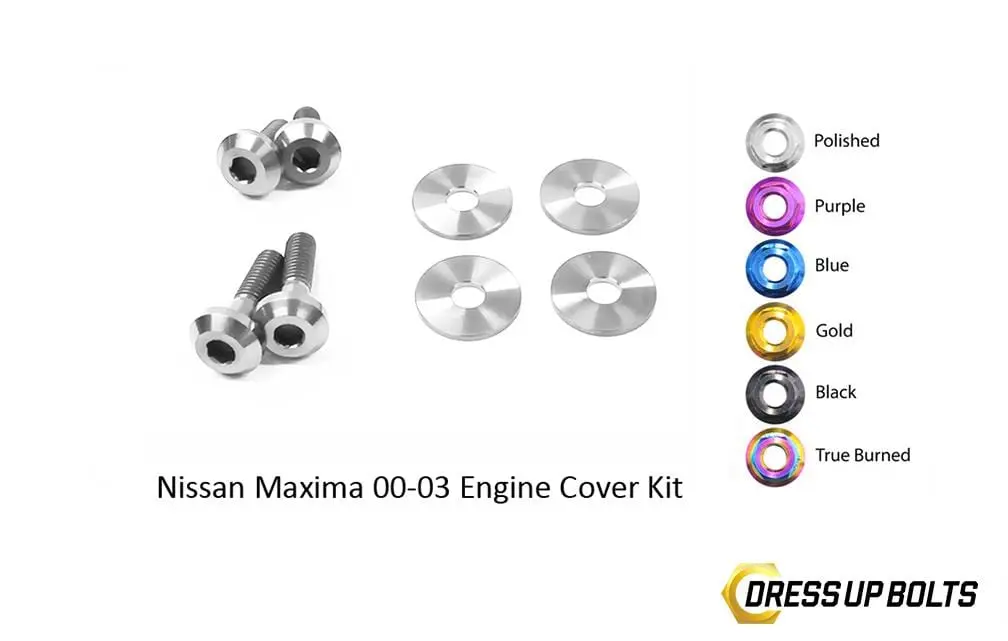 Nissan Maxima (2000-2003) Titanium Dress Up Bolts Engine Cover Kit 6