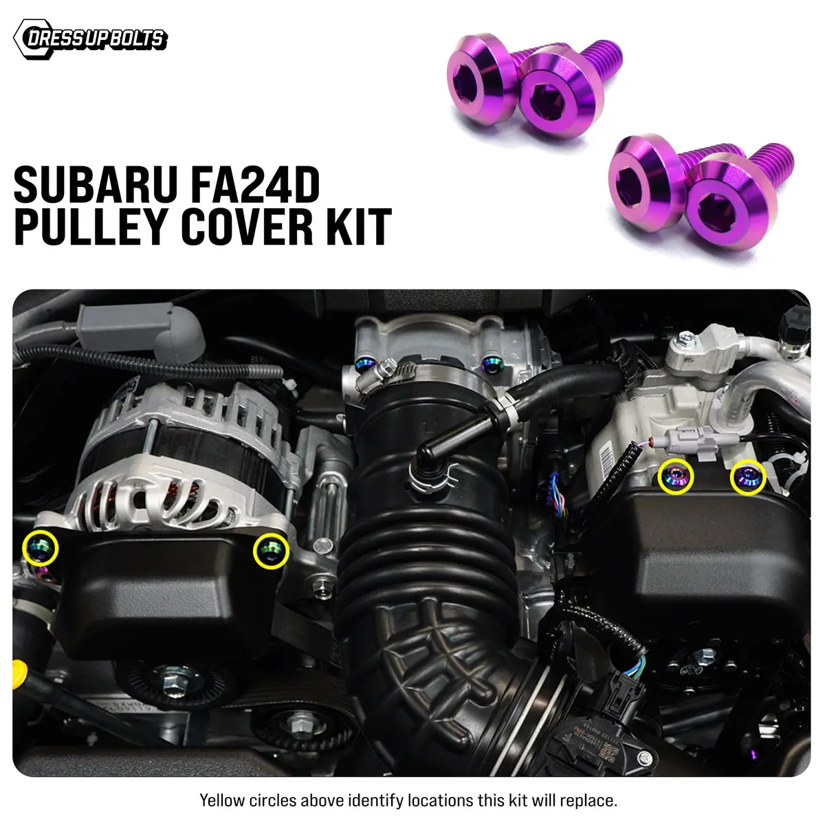Dress Up Bolts Titanium Hardware Pulley Cover Kit - Subaru Fa20d/Fa24d Engine 1