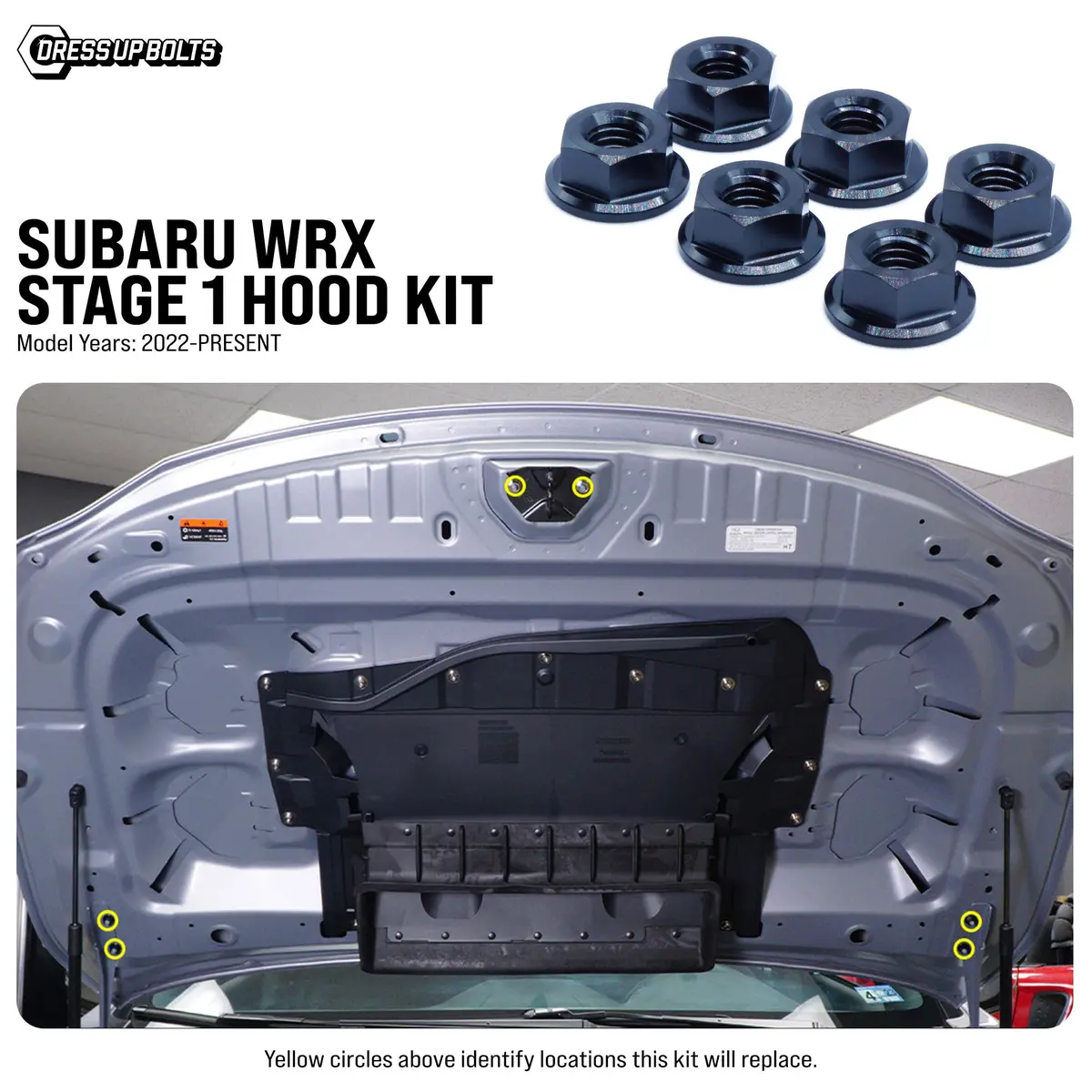 Dress Up Bolts Stage 1 Titanium Hardware Hood Kit - Subaru Wrx (2022+) 1