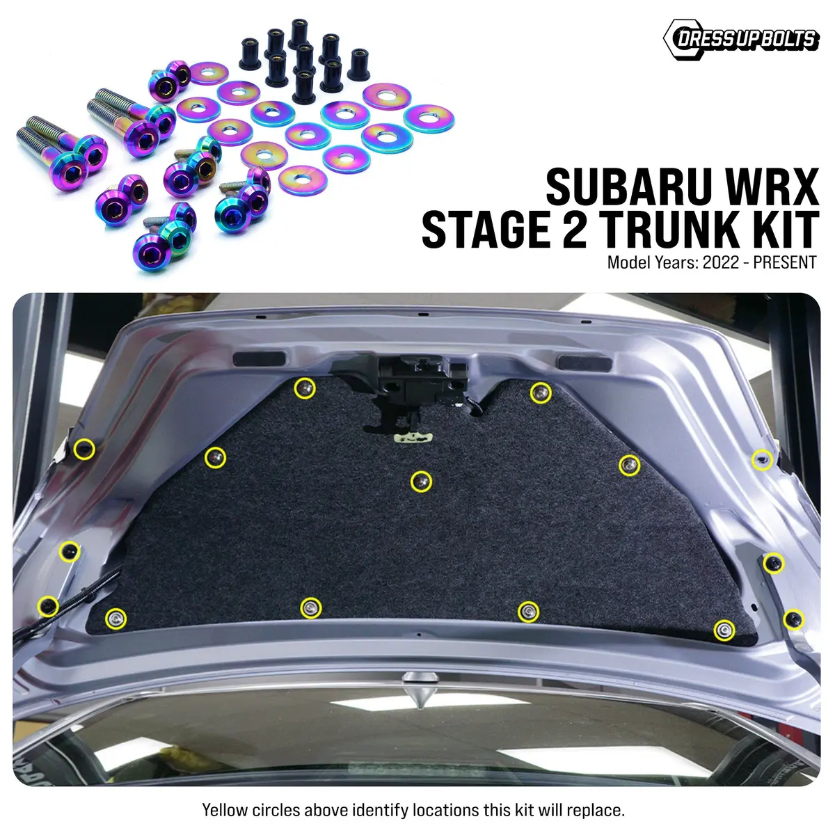 Dress Up Bolts Stage 2 Titanium Hardware Trunk Kit - Subaru Wrx (2022+) 1