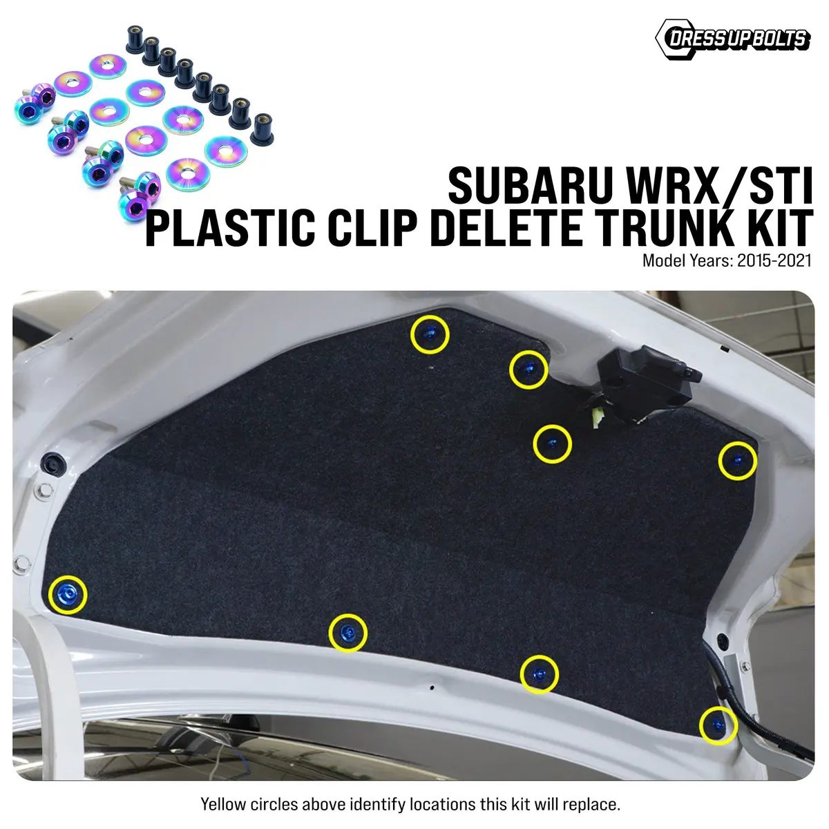 Dress Up Bolts Titanium Hardware Plastic Clip Delete Trunk Kit - Subaru Wrx/Sti (2015-2021) 1