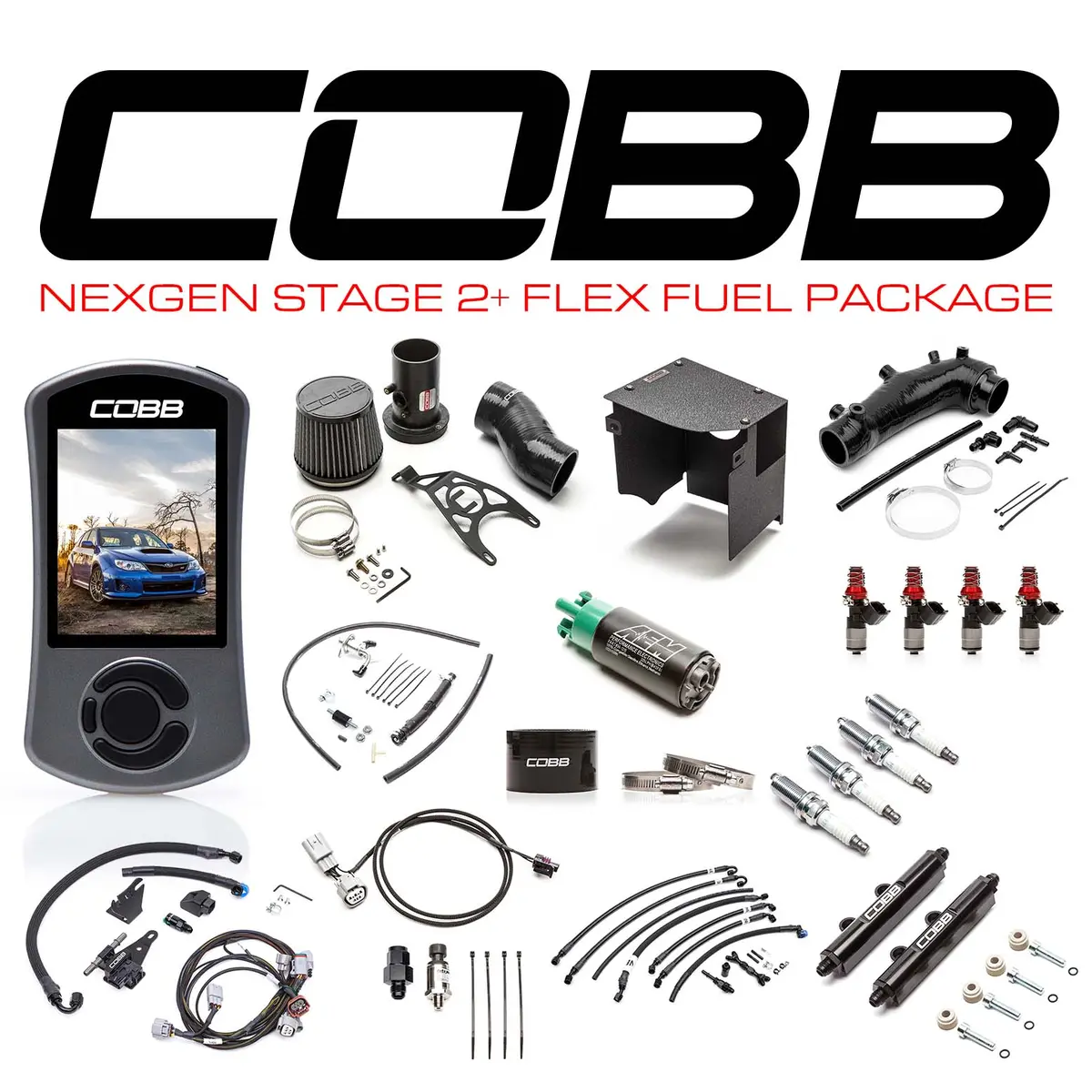 Cobb 08-14 Subaru Sti Nexgen Stage 2+ Flex Fuel Power Package - Black 1
