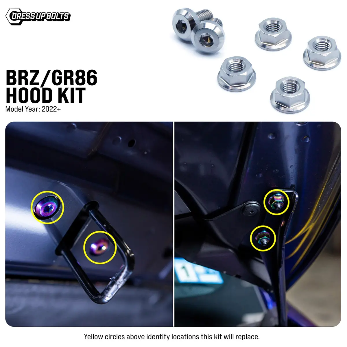 Dress Up Bolts Titanium Hardware Hood Kit - Toyota Gr86/Subaru Brz (2022+) 1