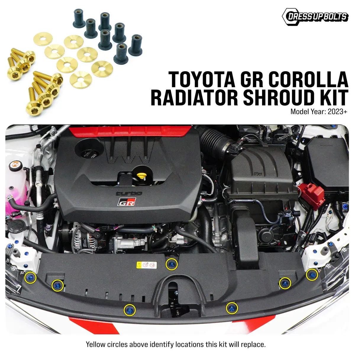 Dress Up Bolts Titanium Hardware Radiator Shroud Kit - Toyota Gr Corolla (2023+) 1