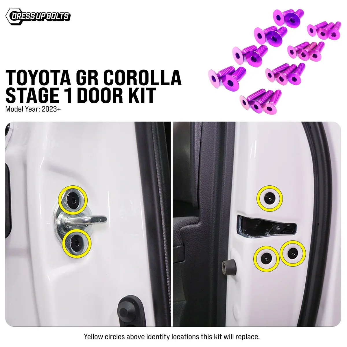 Dress Up Bolts Stage 1 Titanium Hardware Door Kit - Toyota Gr Corolla (2023+) 1