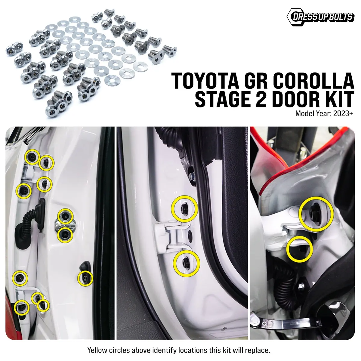 Dress Up Bolts Stage 2 Titanium Hardware Door Kit - Toyota Gr Corolla (2023+) 1