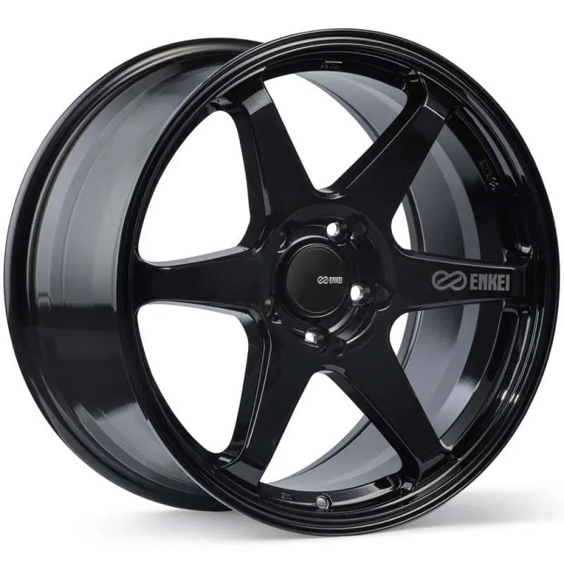 Enkei T6r 17X9 45Mm Offset 5X100 Bolt Pattern 72.6 Bore Gloss Black Wheel 1