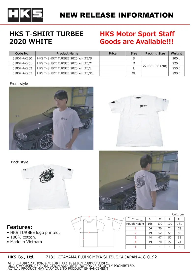 Hks T-Shirt Turbee 2020 White S 1