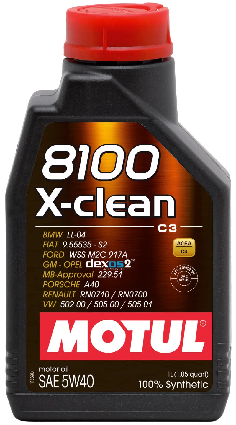 Motul 1L Synthetic Engine Oil 8100 5W40 X-Clean C3 -505 01-502 00-505 00-Ll04 1