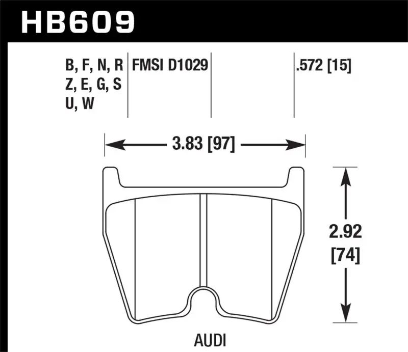 Hawk 08-11 Audi R8/07-08 Rs4/03-04 Rs6 / 02-03 Vw Phaeton Hps 5.0 Front Race Brake Pads 1