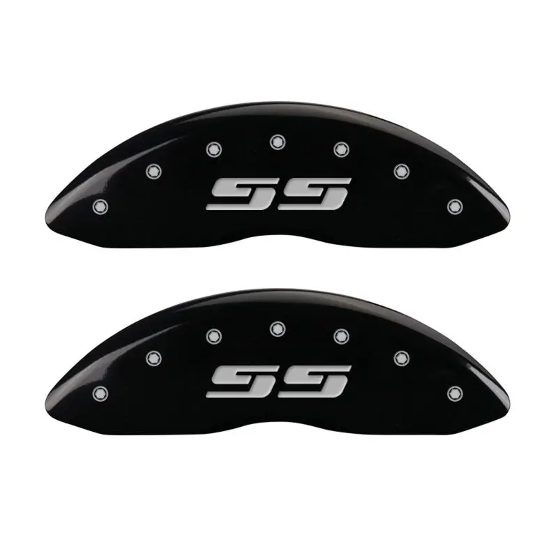 Mgp Engraved Caliper Covers For Chevrolet Silverado/Ss – Front & Rear, Black With Silver Trim 1