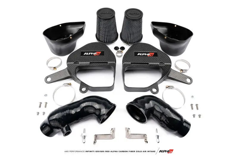 Ams Performance Infiniti Q50/Q60 Red Alpha Matte Carbon Intake Kit 1