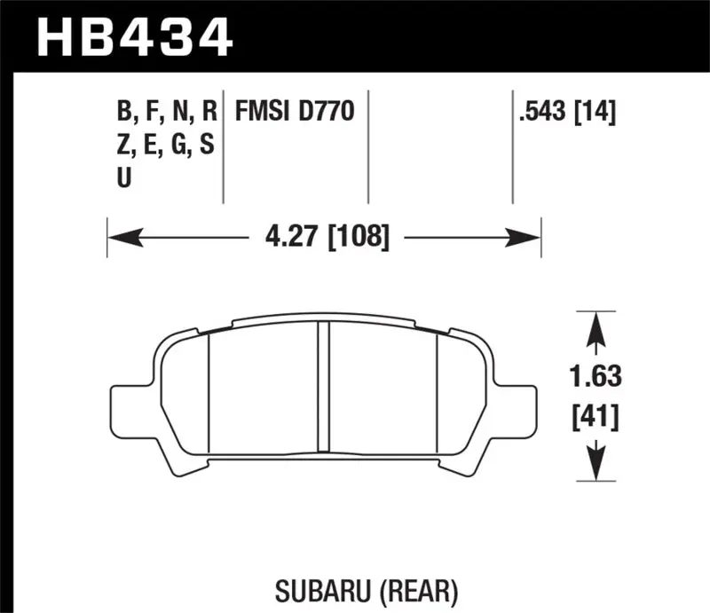Hawk 02-03 Wrx / 05-08 Lgt D770 Hps Street Rear Brake Pads 2