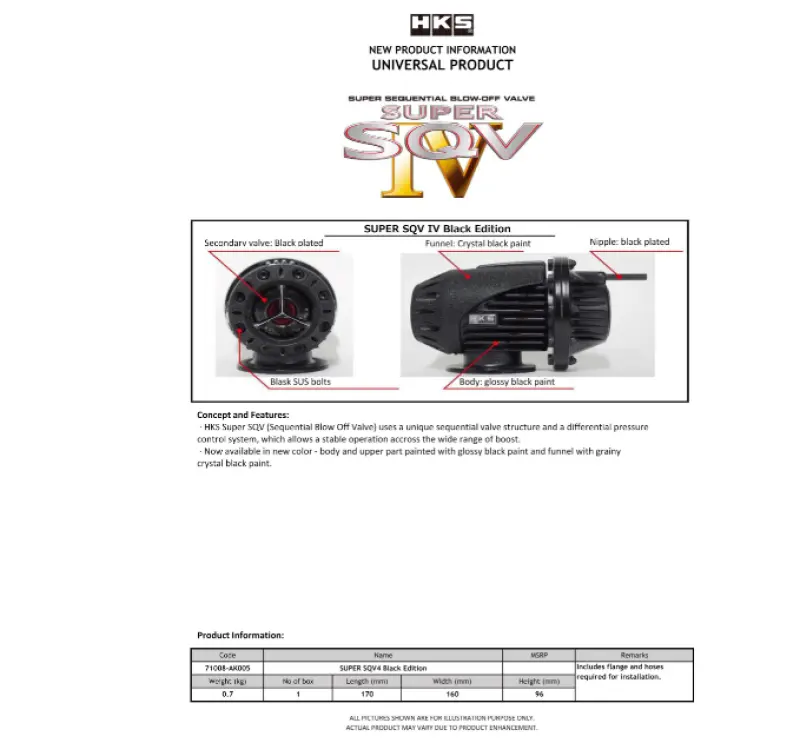 Hks Sqv Iv Black Edition Universal Assy 1
