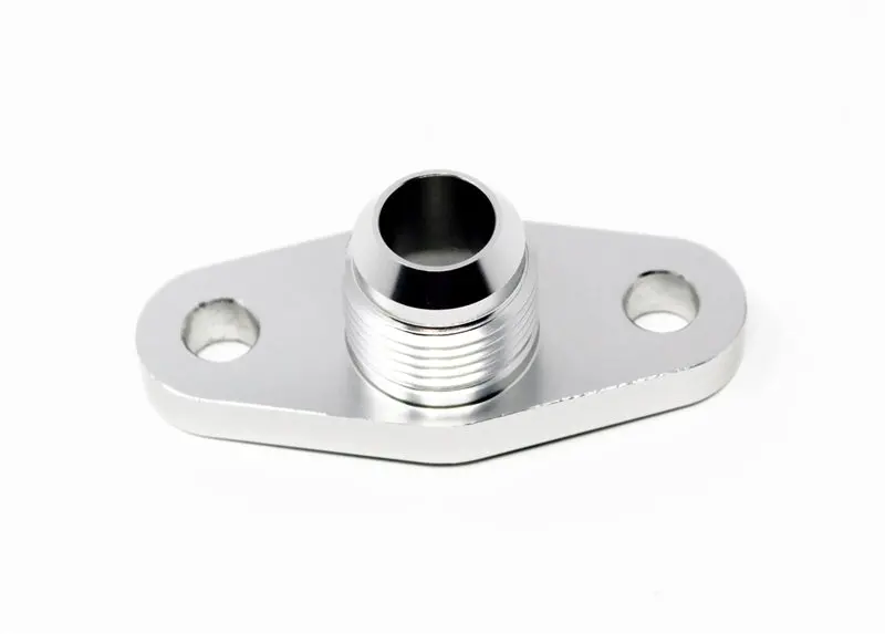Torque Solution Billet Offset Oil Drain Flange W/ Integrated -10An Flange: T3/T4 & Pte/Borg Turbo 1
