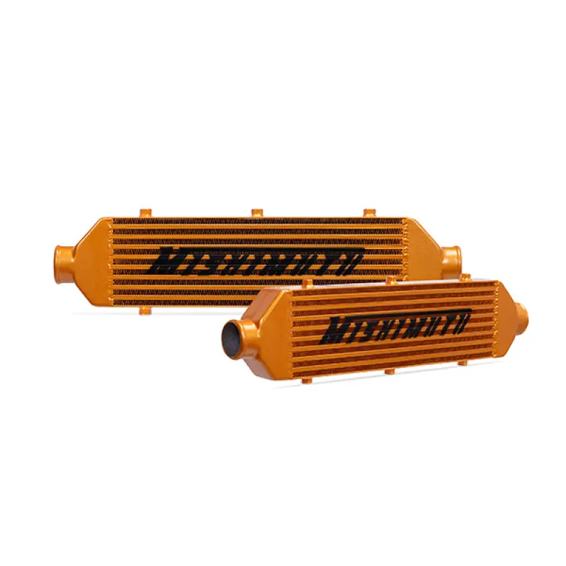 Mishimoto Universal Gold Z Line Intercooler  Overall Size: 28X8x3 Core Size: 21X6x2.5 Inlet / Outlet 1
