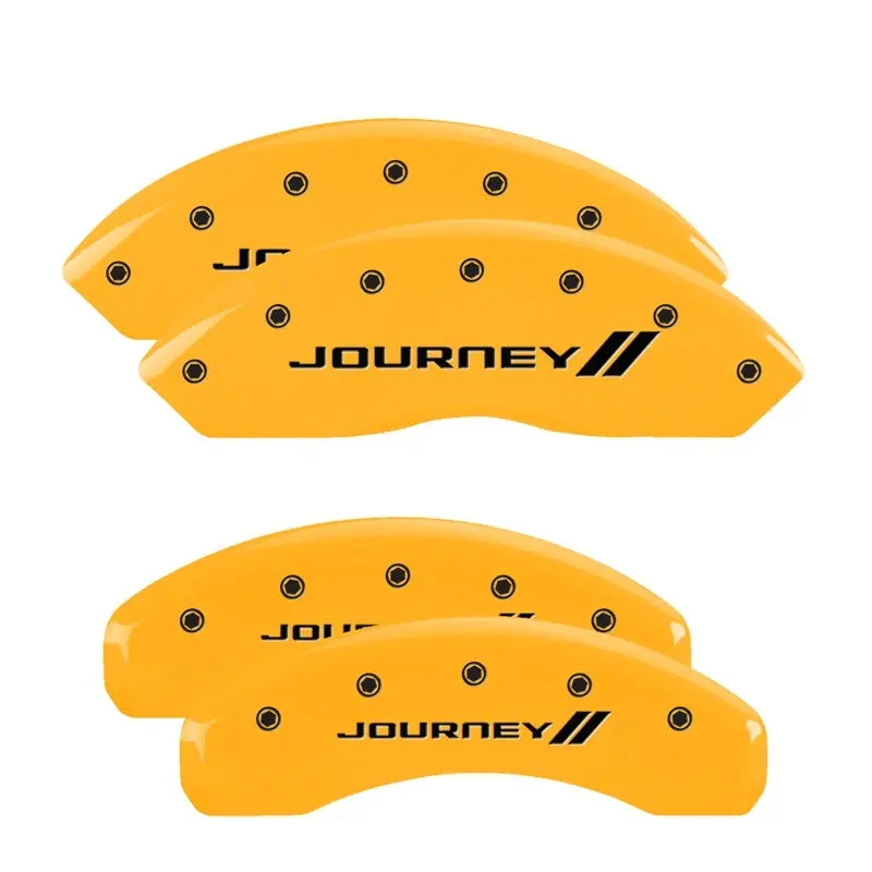 Mgp 4 Caliper Covers Engraved Front & Rear Bowtie Yellow Finish Black Ch 2