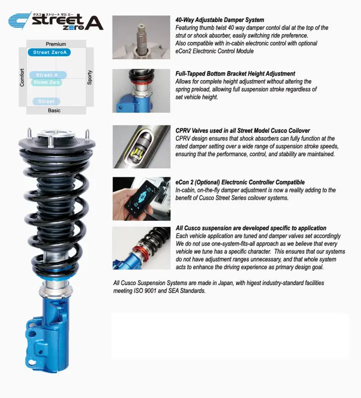 Cusco 2022+ Subaru Wrx Street Zero-A Coilover Kit 1