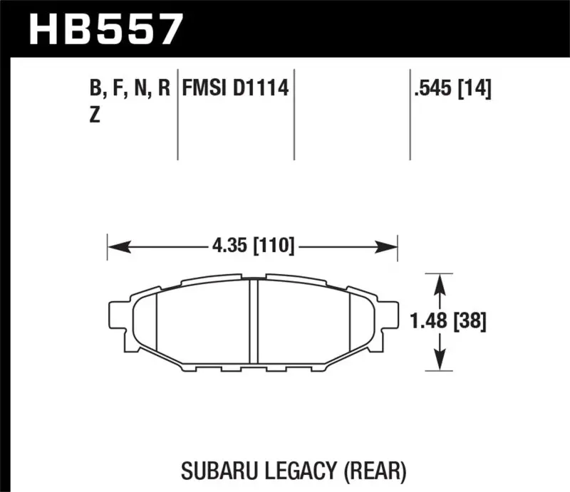 Hawk 08 Wrx Rear Hp+ Street Brake Pads 2