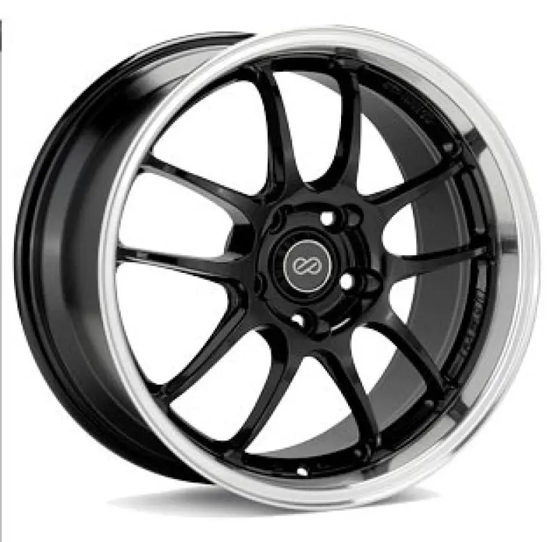 Enkei Pf01 17X9 5X114.3 48Mm Offset 75Mm Bore Diameter Black W/ Machined Lip Wheel 1