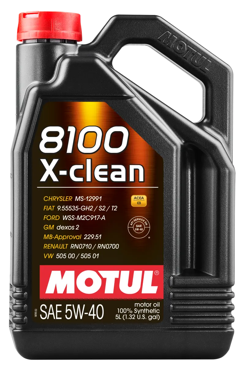 Motul 5L Synthetic Engine Oil 8100 5W40 X-Clean C3 -505 01-502 00-505 00-Ll04 2