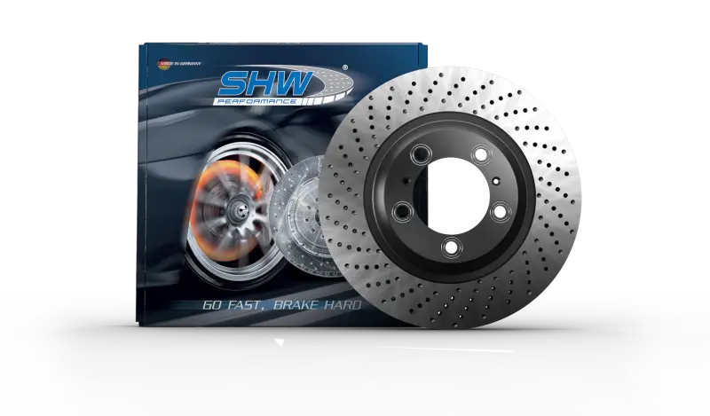 Shw Drilled & Dimpled Brake Rotor – Right Rear, For 2009–2013 Porsche 911 Turbo With Center-Lock Wheels (Non-Ceramic) 1