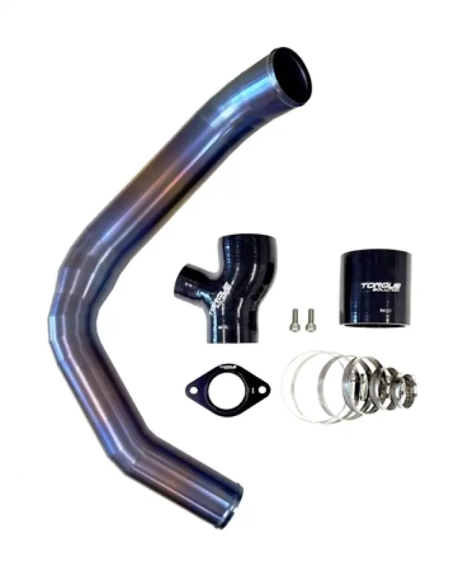 Torque Solution 12-21 Subaru Wrx Top Mount Charge Pipe - Titanium Burnt Purple / Blue 1