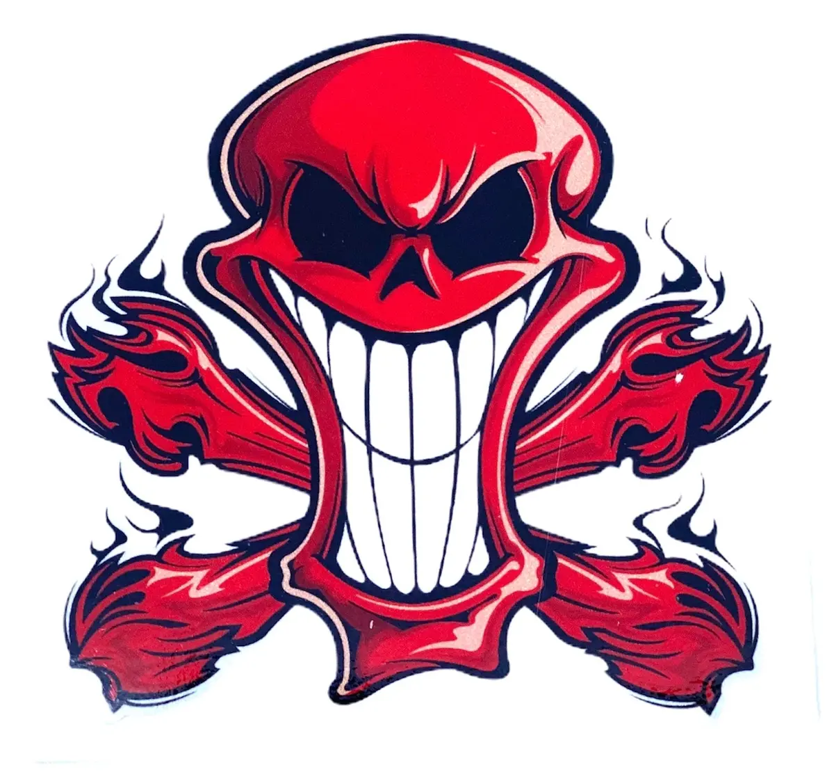 Red Cross Bone Skull Sticker 1