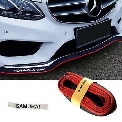 Samurai Universal Rubber Front Spoiler Matt Black Red Edge 1