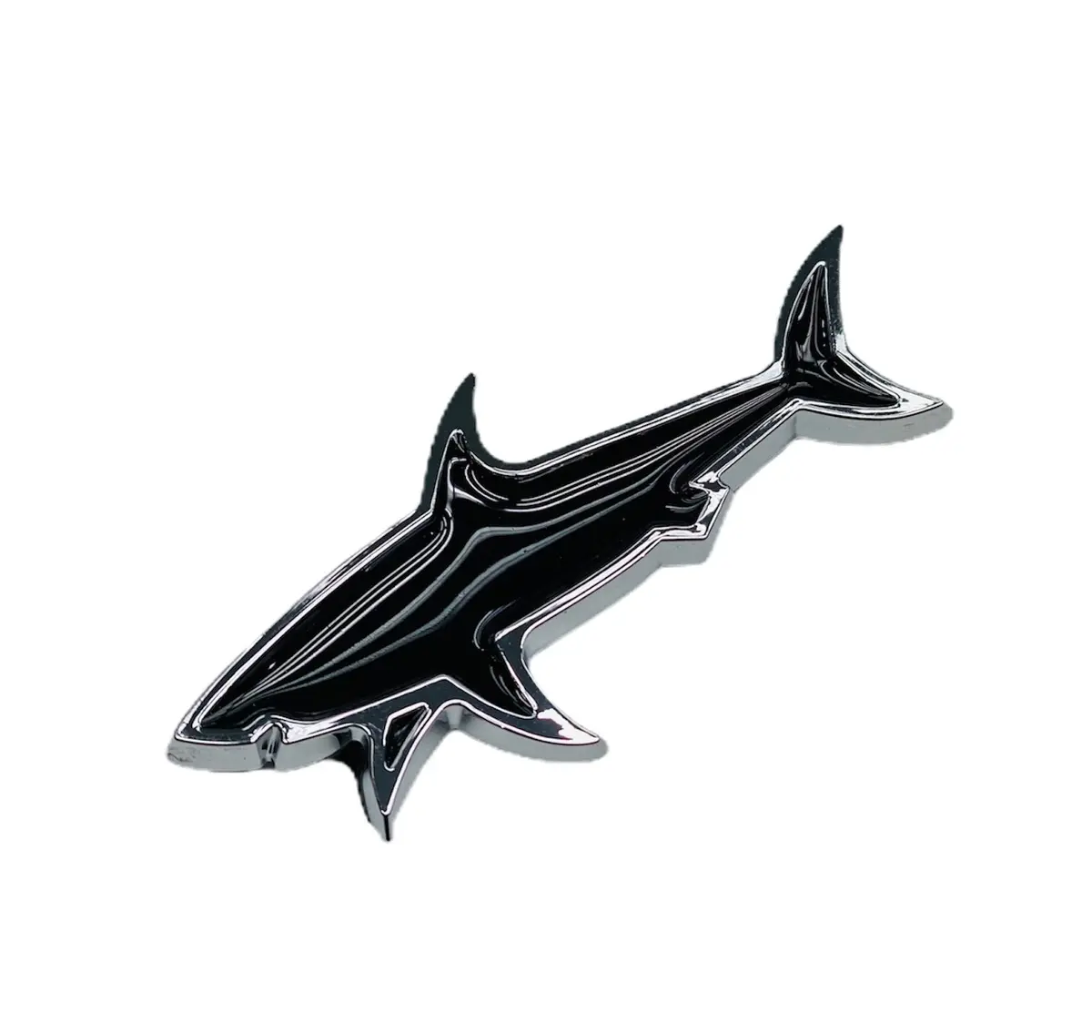 Black Filled Chrome Border Shark Badge 1
