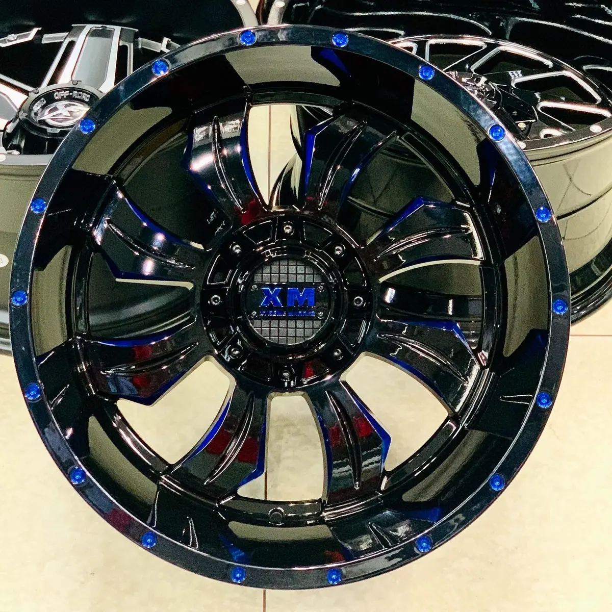 20” As-Xm322 20X12j Gloss Black/ Blue 1