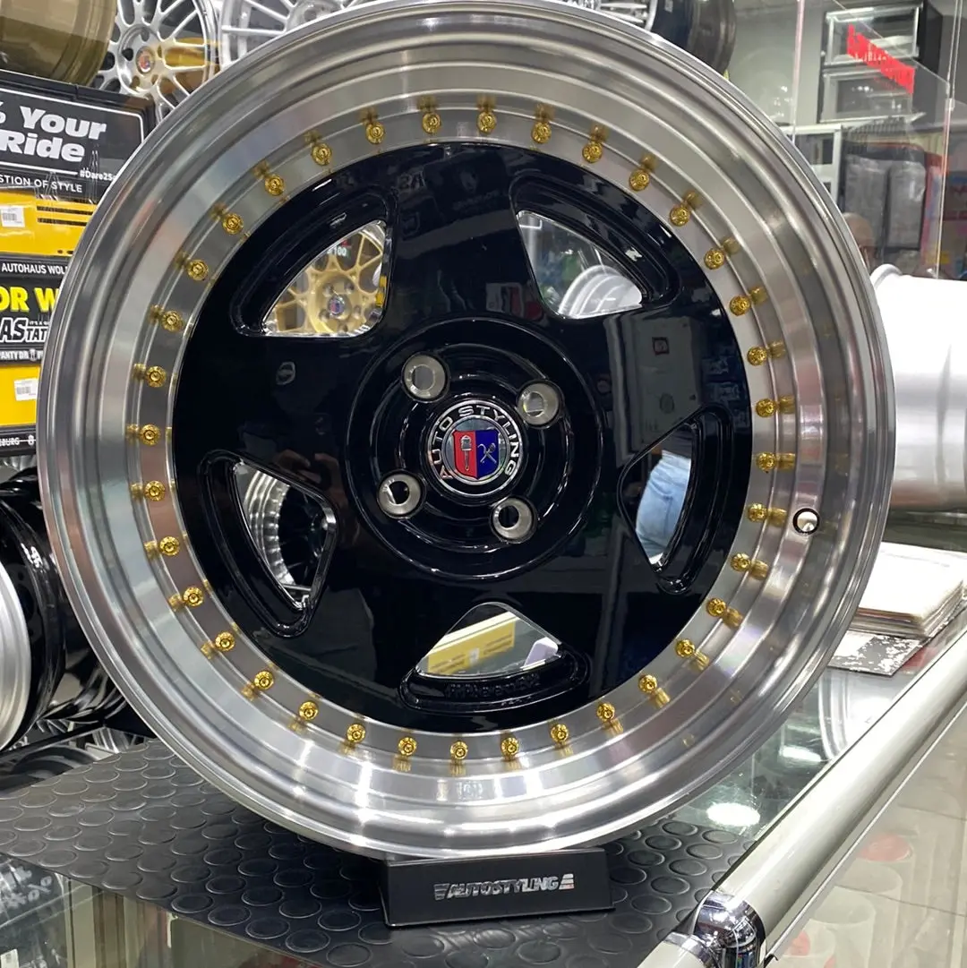 17” As - 52 4X100 Blk Gold Stud 1