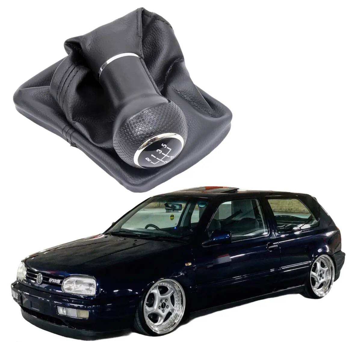5 Speed Gear Knob With Boot Black Vw Golf Mk3 1