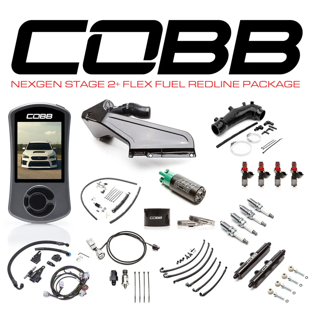 Cobb 15-21 Subaru Sti (Incl. 2018 Type Ra) Nexgen Stage 2 + Flex Fuel Redline Cf Power Package 1