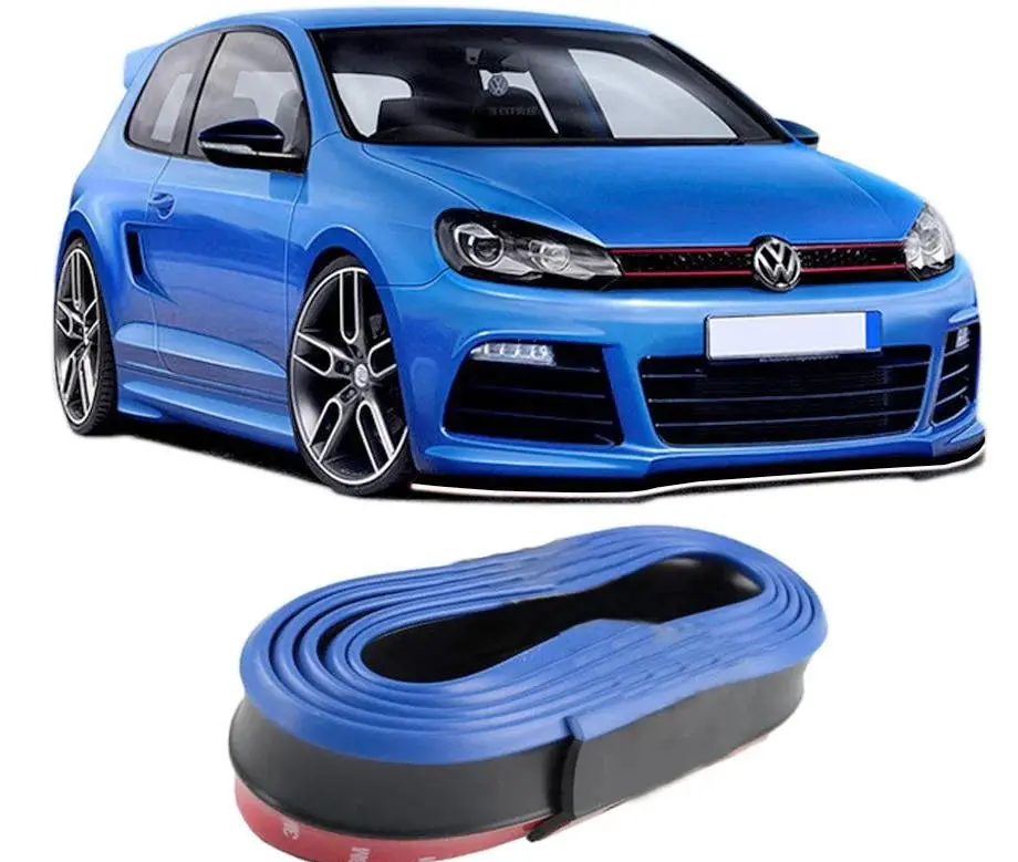 Samurai Universal Rubber Front Spoiler Matt Black Blue Edge 1