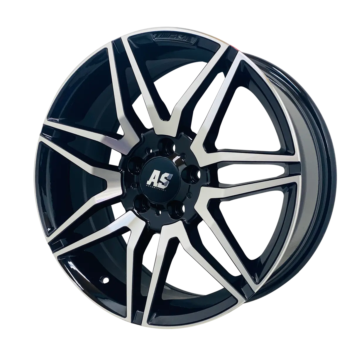 18” As- Amg Line V300 Extra Load 5/112 Black Silver Face 1