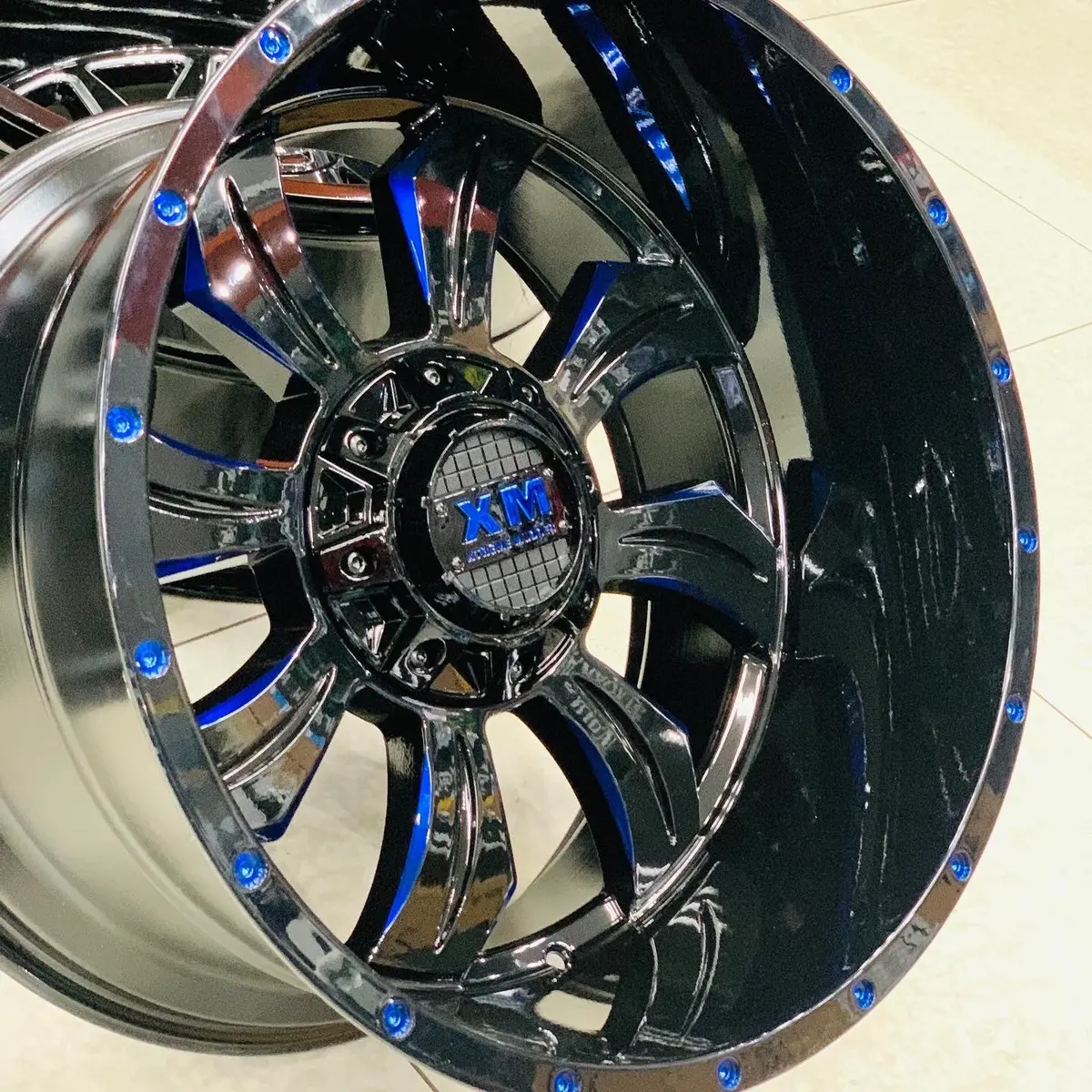 20” As-Xm322 20X12j Gloss Black/ Blue 2