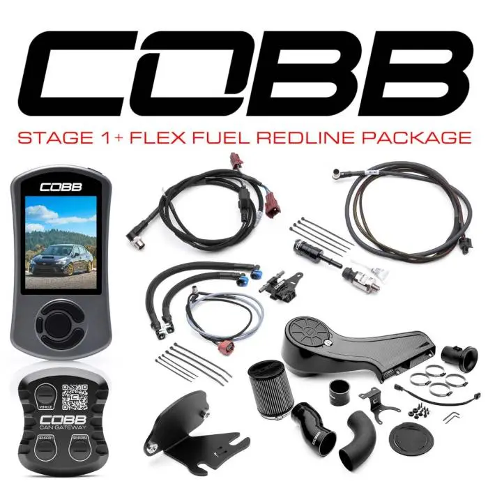 Cobb 18-21 Subaru Stage 1+ Can Flex Fuel Redline Carbon Fiber Power Package 1