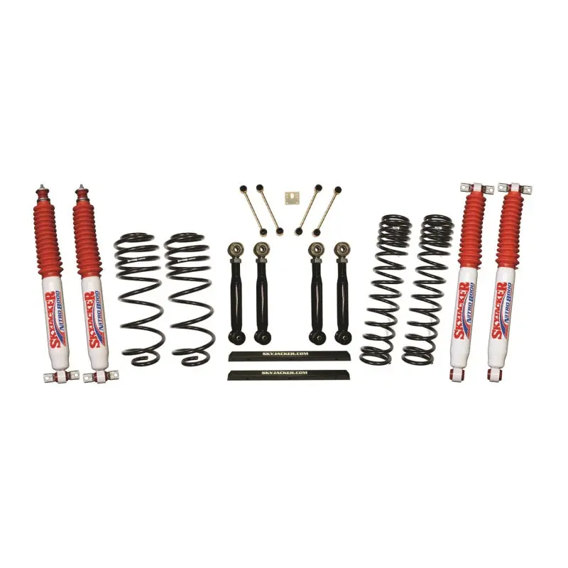 Skyjacker 4-Inch Long-Travel Lift Kit With Adjustable Control Arms And Nitro 8000 Shocks For 1997–2002 Jeep Tj 1