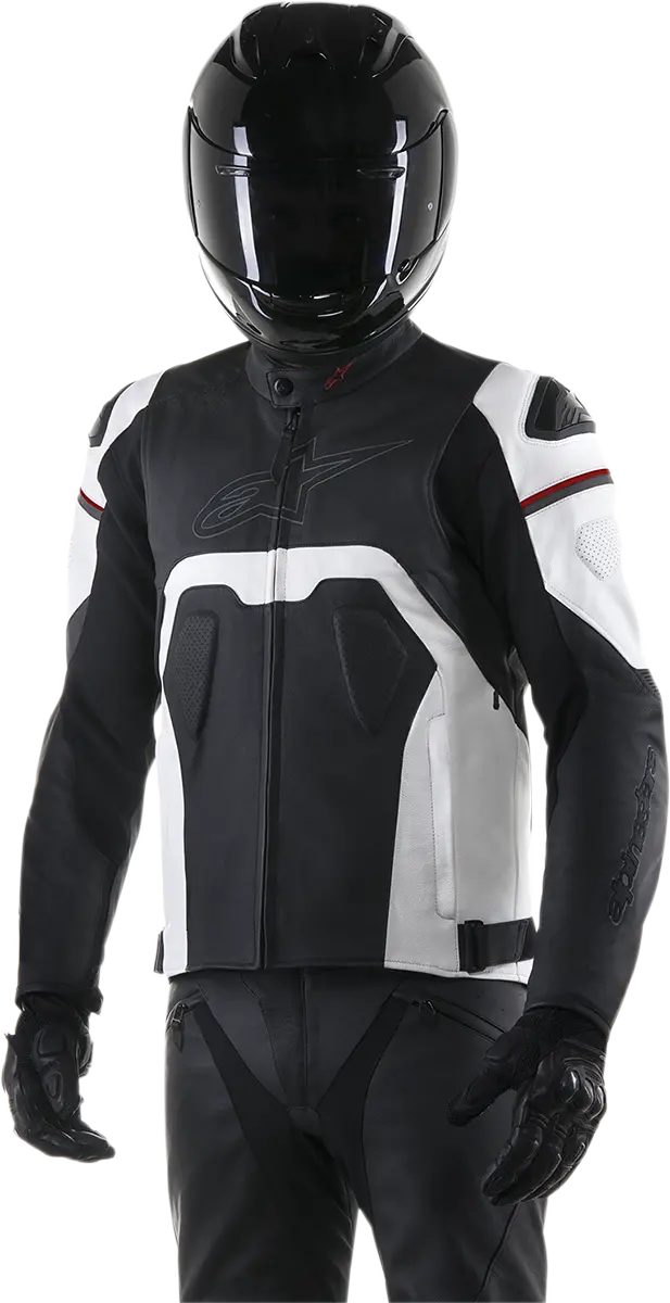 Alpinestars Core Leather Motorcycle Jacket – Black & White Contrast – Eu Size 54 (Us 44) 1