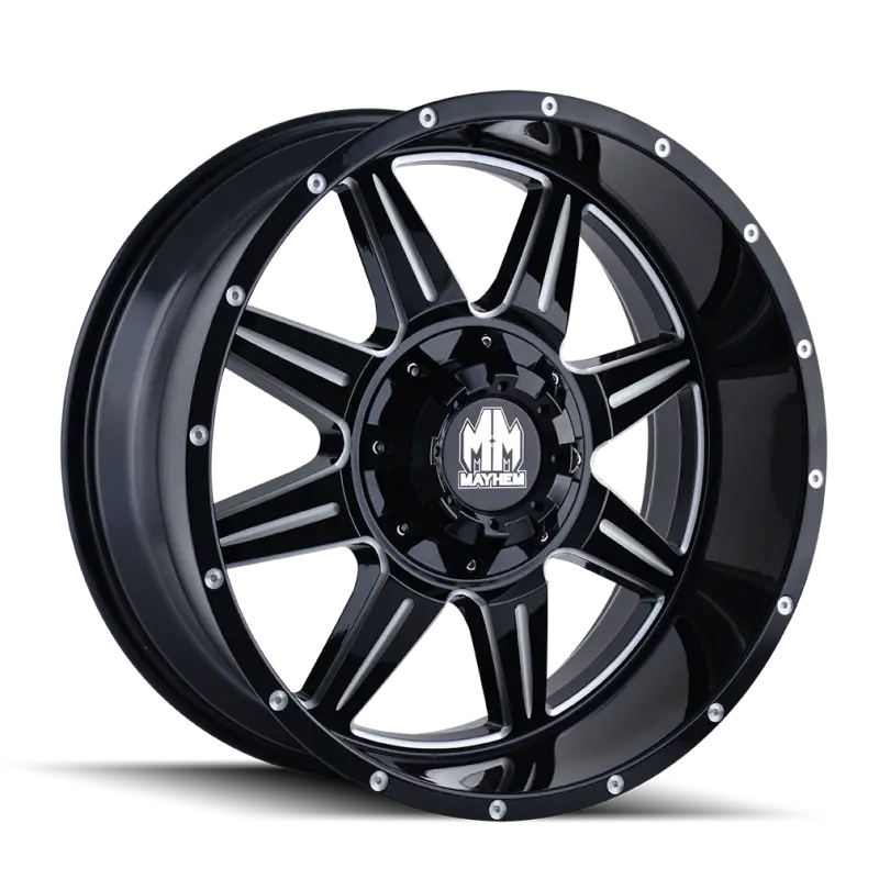 Mayhem 8100 Monstir 17X9 / 5X114.3 Bp / 18Mm Offset / 87Mm Hub Black W/ Milled Spokes Wheel 1
