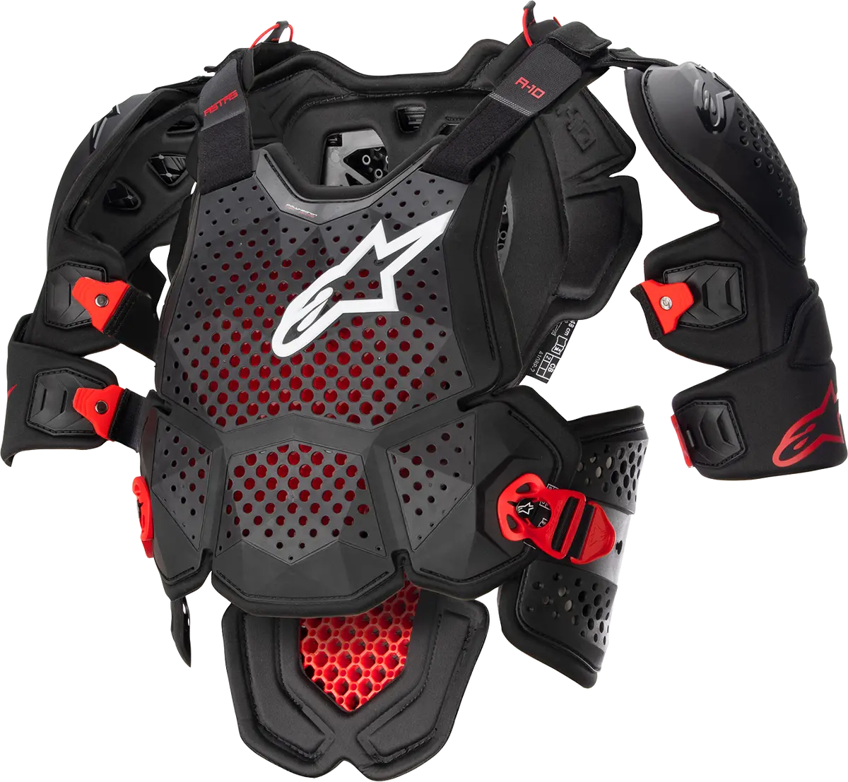 Alpinestars A-10 Roost Guard V2 – Impact-Resistant Chest Protector, Black/Red, Xs/S (6700523-1431-Xs) 1