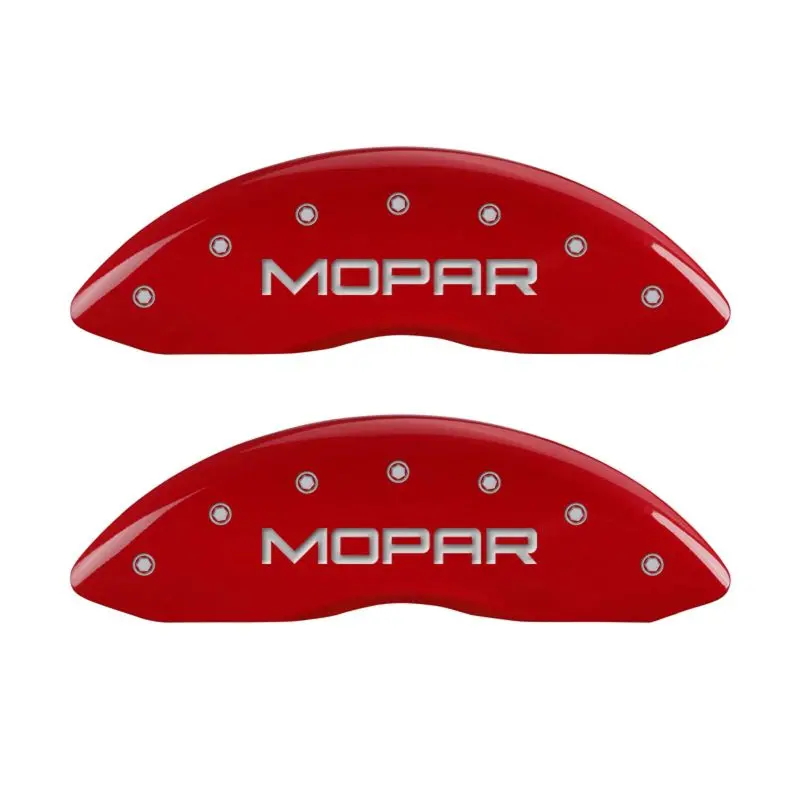 Mgp 4 Caliper Covers Engraved Front & Rear Mopar Red Finish Silver Ch 1