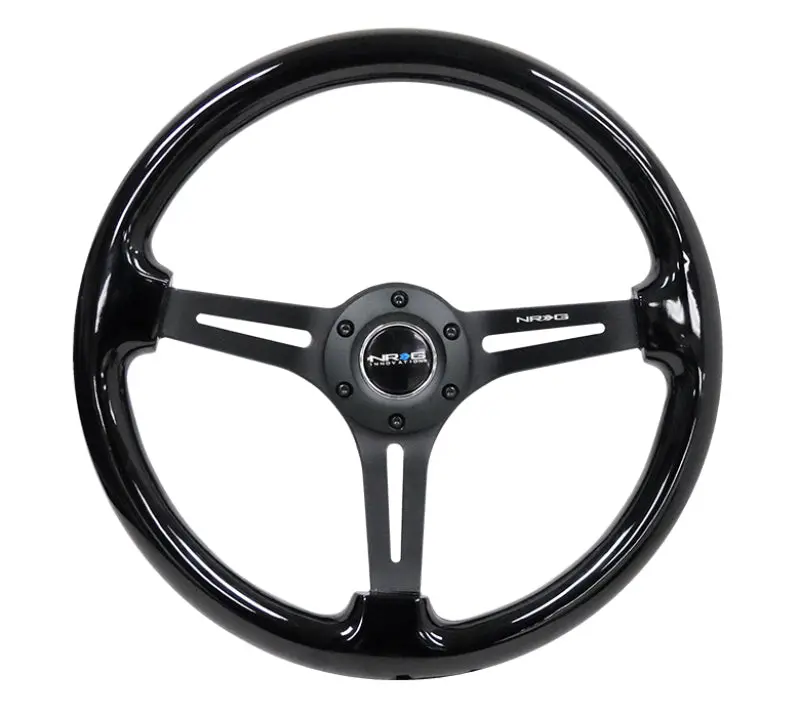 Nrg Reinforced Steering Wheel (350Mm / 3In. Deep) Blk Wood W/Blk Matte Spoke/Black Center Mark 1