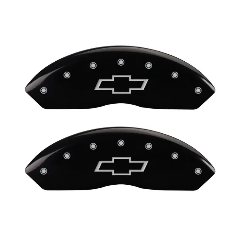 Mgp 4 Caliper Covers Engraved Front & Rear Bowtie Black Finish Silver Ch 1