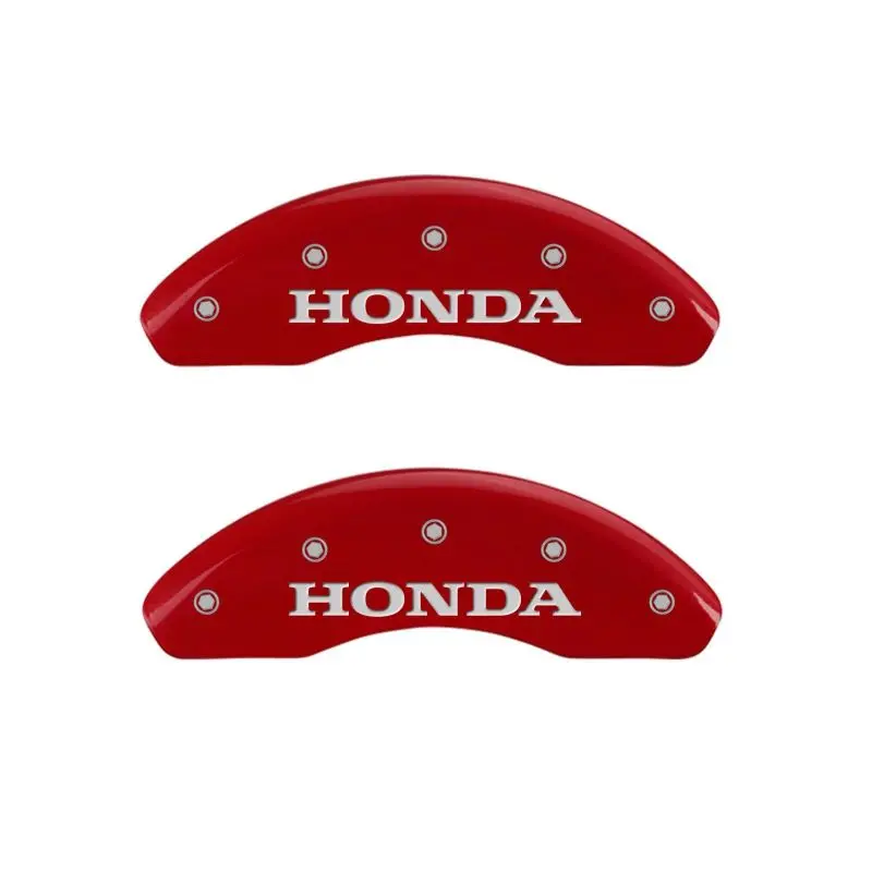 Mgp Engraved Caliper Covers – Front (Honda Logo), Rear (Hr-V Logo), Red Finish On Silver Calipers 1